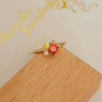 14K Gold Tourmaline Cluster Ring: Peridot & Diamond Stacking Ring