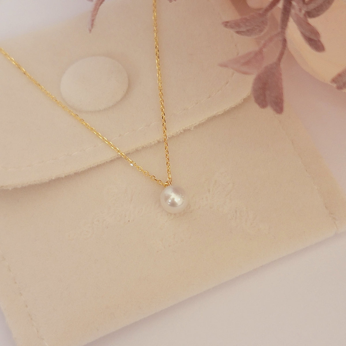Pearl Necklace in 14k Solid Gold, Freshwater Pearl Necklace, Dainty Pearl Solid Gold Necklace, Minimalist 14k Solid Gold Necklace, White