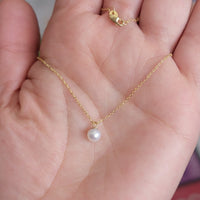 Pearl Necklace in 14k Solid Gold, Freshwater Pearl Necklace, Dainty Pearl Solid Gold Necklace, Minimalist 14k Solid Gold Necklace, White