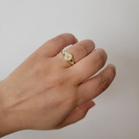 Diamond Oval Pave Signet Ring, 14k Initial Pinky Ring for Women, Dainty Monogram Rings,  Solid Gold Custom Pinky Rings, Personalized ring