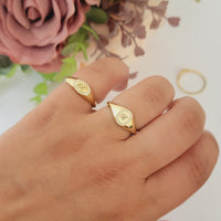 Diamond Oval Pave Signet Ring, 14k Initial Pinky Ring for Women, Dainty Monogram Rings,  Solid Gold Custom Pinky Rings, Personalized ring