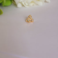 14K Gold Three Stone Diamond Stud Earrings: Minimalist Trio