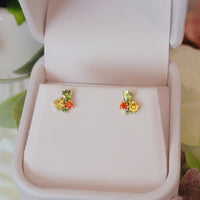 Gemstone Cluster Stud Earrings, Multi-Gemstone Color Earrings, Multi Stone Earrings, Anniversary Gift, White Stud Earrings, Anniversary Gift