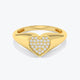 14k Signet Ring, Diamond Heart Shape Signet Ring, Personalized Signet Ring, Heart Signet Ring with Diamonds, Natural White Diamond Ring