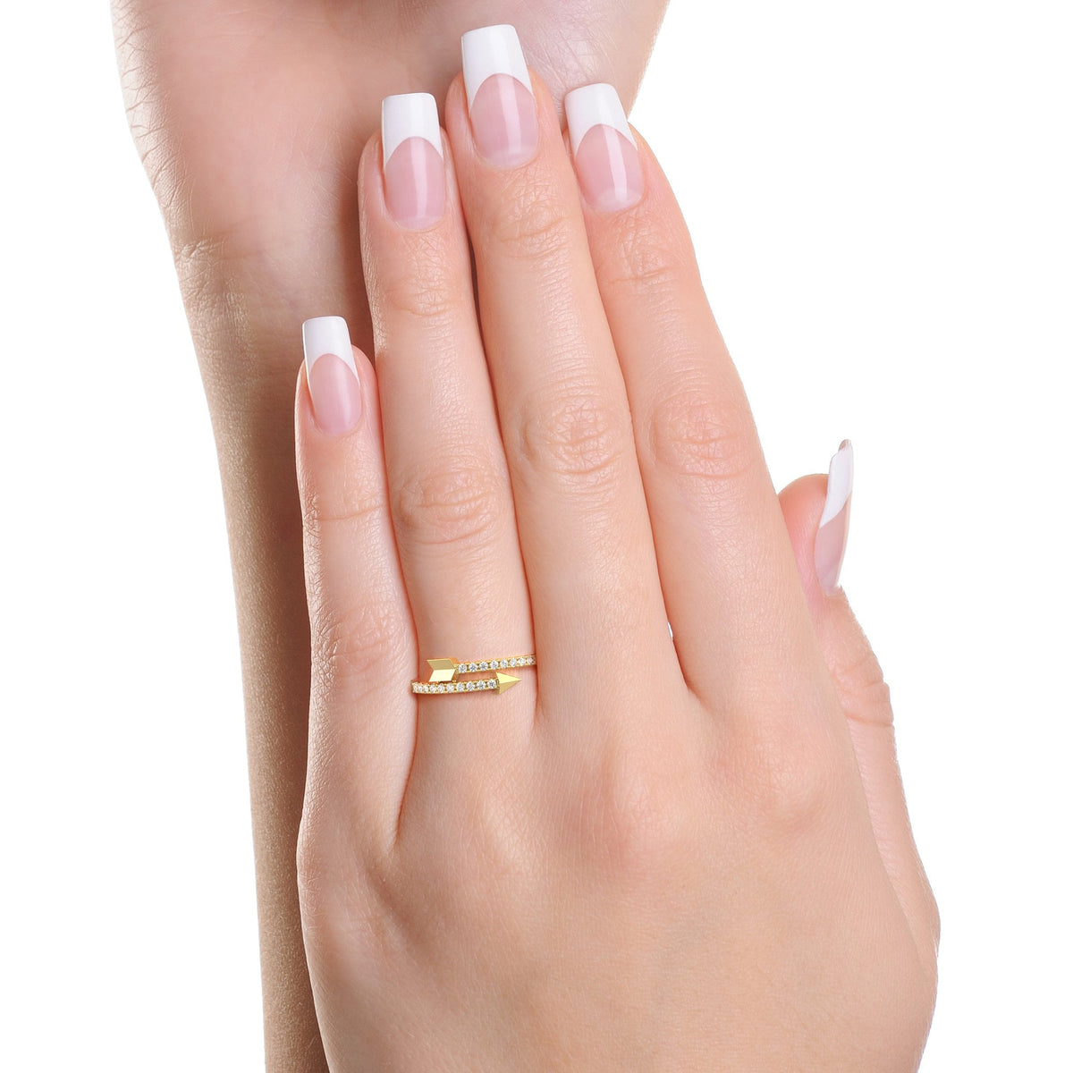 Diamond Arrow Ring in 14k Gold, Pave Diamond Thick Statement Jewelry Ring, Dainty Minimalist Ring,  Unique Diamond Stackable Band, 14k White