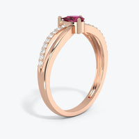 Ruby Ring, 14k Gold Pear Shape Natural Ruby with Round Shape Diamond Ring,  Birthstone Ruby Ring  For Women, Pear Cut Ruby, Anniversary Ring