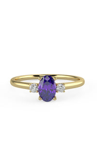 Amethyst Ring, 14k Solid Gold Oval Amethyst  Ring, Oval Cut Natural Amethyst Diamond Ring, Purple Gemstone Proposal Ring, Gift For Her