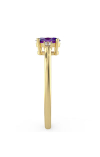 Amethyst Ring, 14k Solid Gold Oval Amethyst  Ring, Oval Cut Natural Amethyst Diamond Ring, Purple Gemstone Proposal Ring, Gift For Her