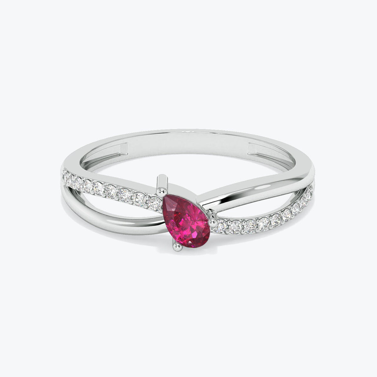 Ruby Ring, 14k Gold Pear Shape Natural Ruby with Round Shape Diamond Ring,  Birthstone Ruby Ring  For Women, Pear Cut Ruby, Anniversary Ring