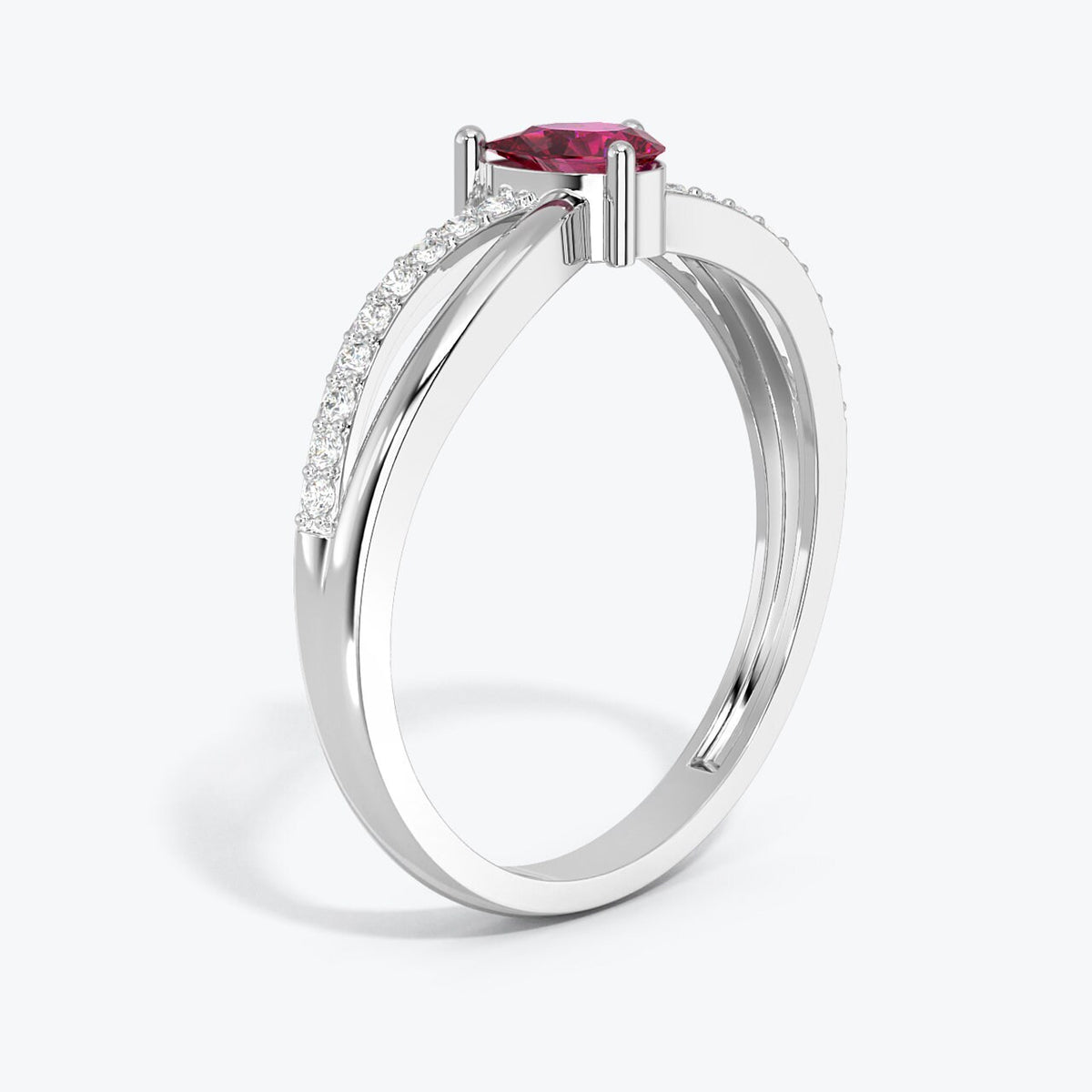 Ruby Ring, 14k Gold Pear Shape Natural Ruby with Round Shape Diamond Ring,  Birthstone Ruby Ring  For Women, Pear Cut Ruby, Anniversary Ring