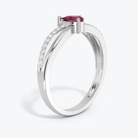 Ruby Ring, 14k Gold Pear Shape Natural Ruby with Round Shape Diamond Ring,  Birthstone Ruby Ring  For Women, Pear Cut Ruby, Anniversary Ring