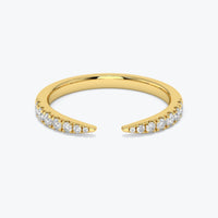 Diamond Ring, 14k Gold Pave Diamond Open Cuff Claw Diamond Ring, Diamond Open Claw Ring,  Stackable Open Claw Micro Pave Diamond Ring, White