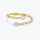 14k Gold Diamond Spiral Ring, Diamond Cuff Ring,  Dual Diamond Band, Open Diamond Ring, Anniversary Ring, Thin Stacking Ring Women, White