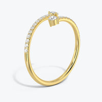 14k Gold Diamond Spiral Ring, Diamond Cuff Ring,  Dual Diamond Band, Open Diamond Ring, Anniversary Ring, Thin Stacking Ring Women, White