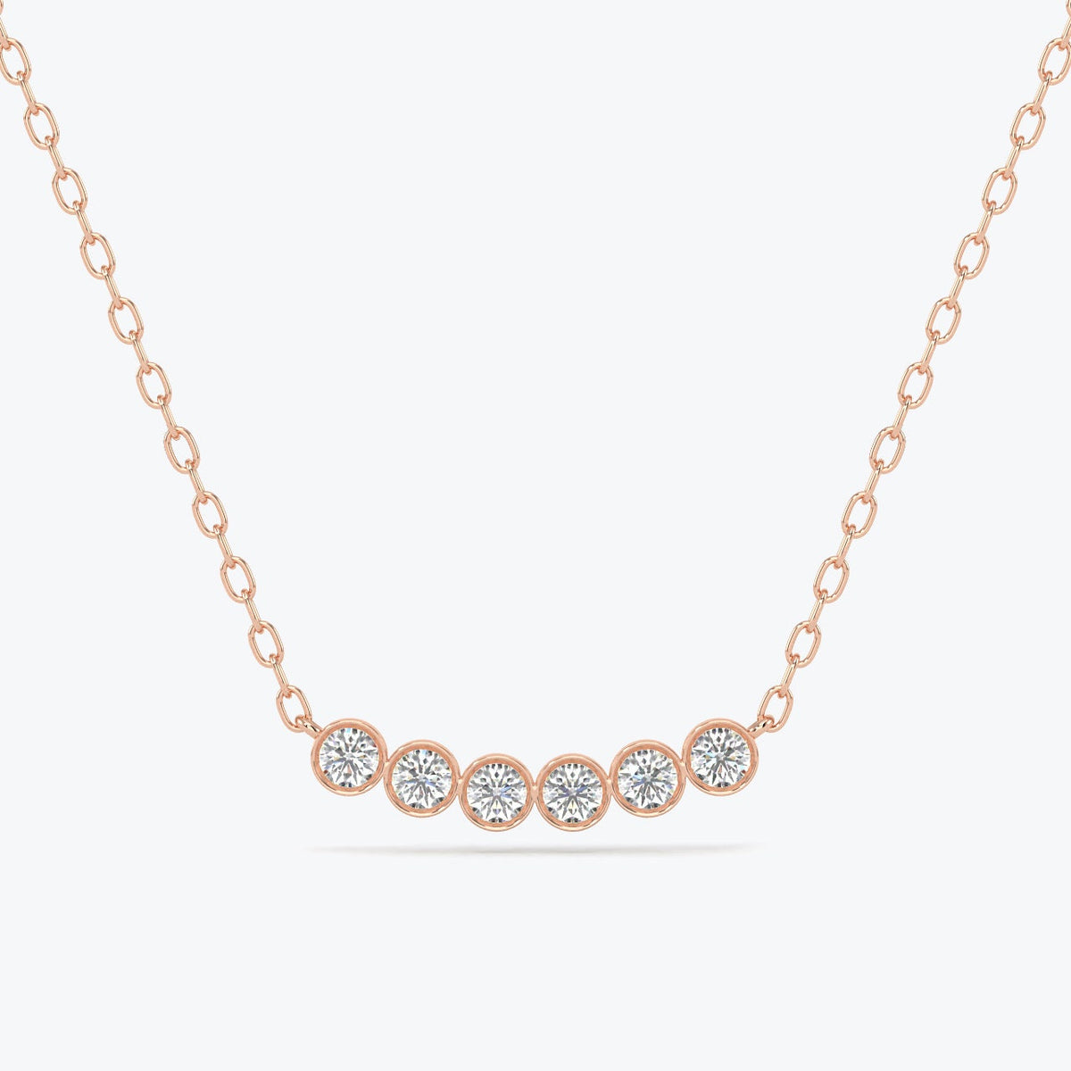 14K Solid Gold Diamond Bar Necklace: Dainty Bezel Pendant