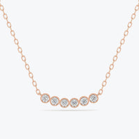 14K Solid Gold Diamond Bar Necklace: Dainty Bezel Pendant