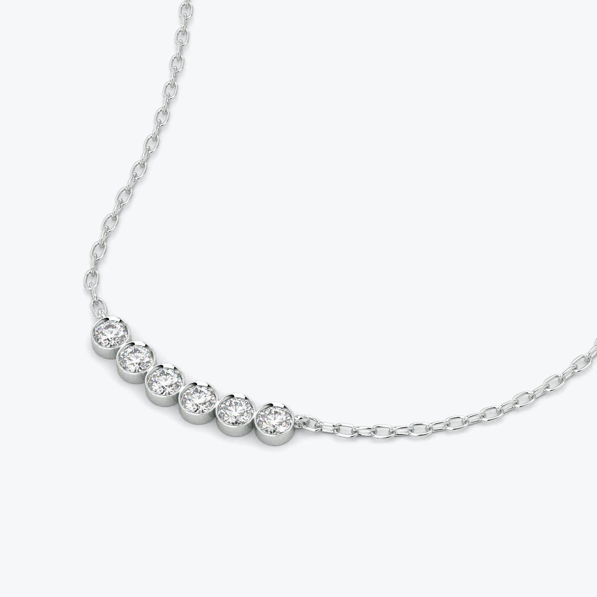 14K Solid Gold Diamond Bar Necklace: Dainty Bezel Pendant