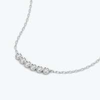14K Solid Gold Diamond Bar Necklace: Dainty Bezel Pendant