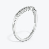 14k Gold Diamond Chevron Ring: Minimalist Stacking V Band