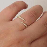 Diamond Ring, 14k Gold Diamond Claw Ring, 14k Gold Pave Diamond Open Cuff Claw Diamond Ring, Stackable Ring, Anniversary Gift Idea, White