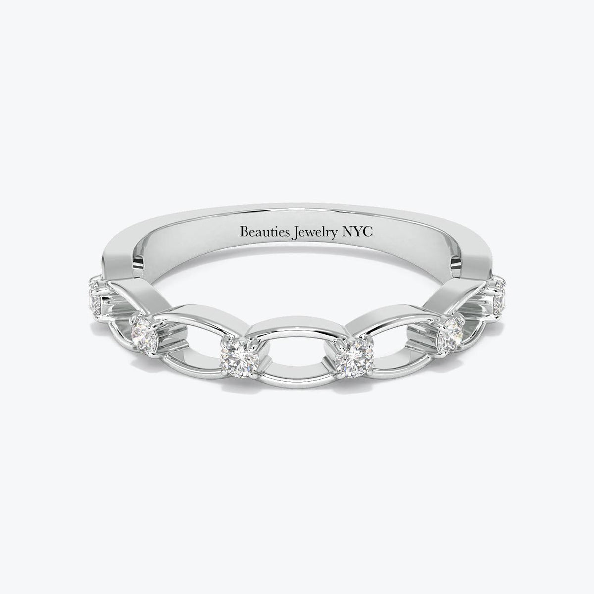14K Gold Diamond Link Ring – Timeless Elegance