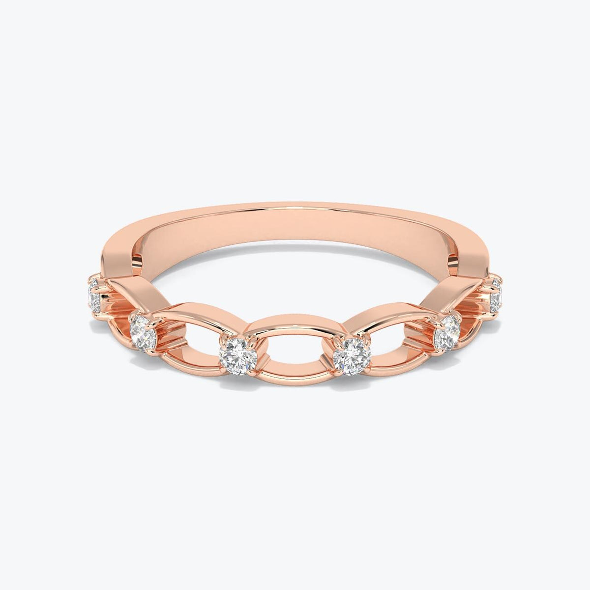14K Gold Diamond Link Ring – Timeless Elegance