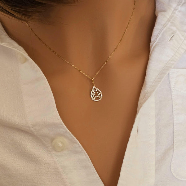 14k Diamond Cluster Necklace, Delicate And Sparkles Beautiful Necklace, Unique Diamond Layering Necklace, Gift For Her, White