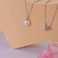 Pearl Necklace in 14k Solid Gold, Freshwater Pearl Necklace, Dainty Pearl Solid Gold Necklace, Minimalist 14k Solid Gold Necklace, White