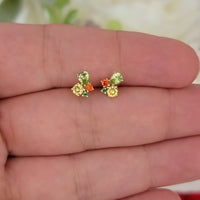 Gemstone Cluster Stud Earrings, Multi-Gemstone Color Earrings, Multi Stone Earrings, Anniversary Gift, White Stud Earrings, Anniversary Gift