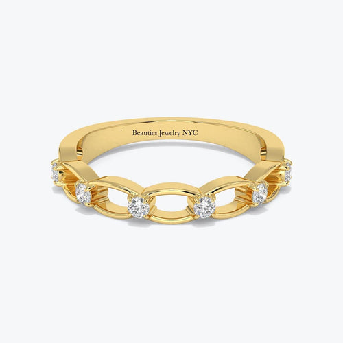 14K Gold Diamond Link Ring – Timeless Elegance

