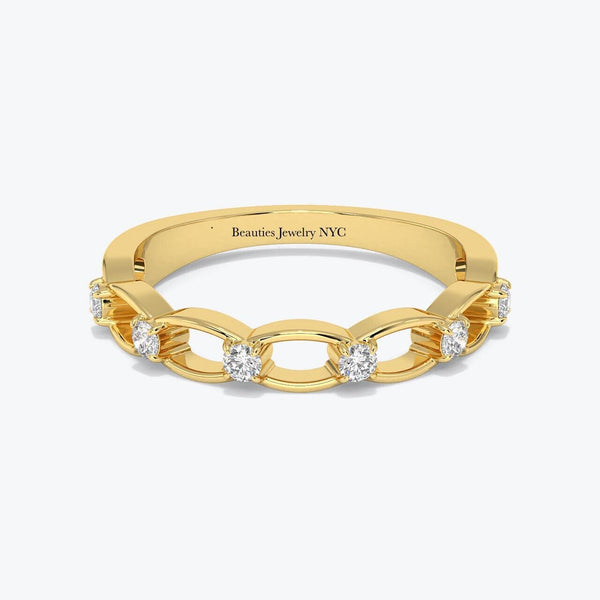 14K Gold Diamond Link Ring – Timeless Elegance

