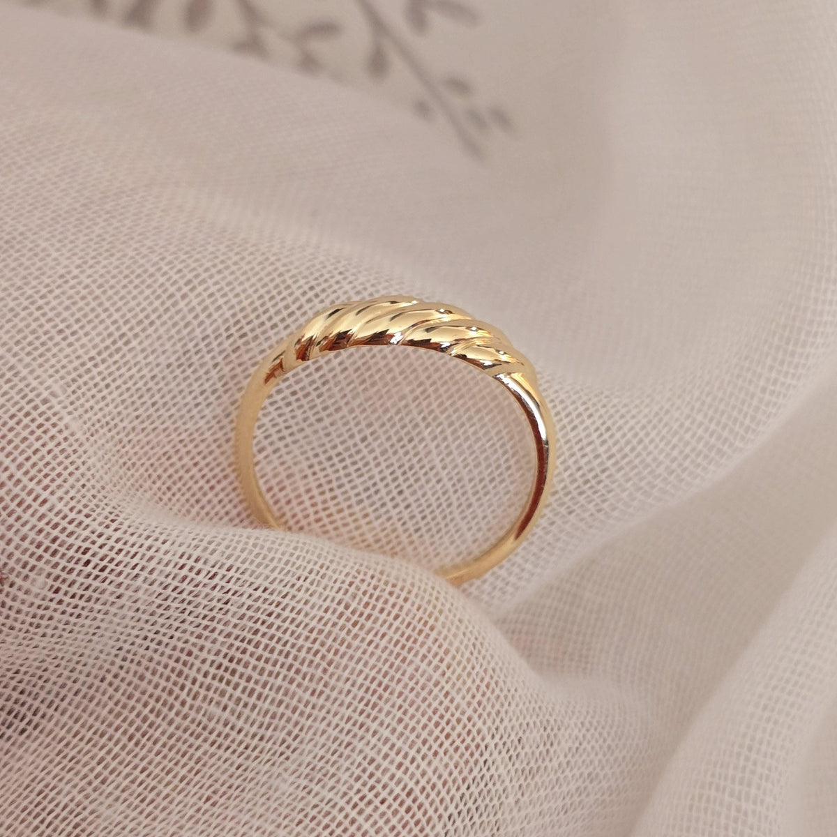 14k Gold Croissant Ring: Chunky Domed Band, Handmade Fine Jewelry