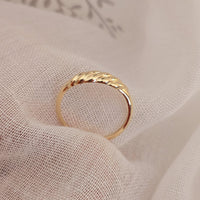 14k Gold Croissant Ring: Chunky Domed Band, Handmade Fine Jewelry