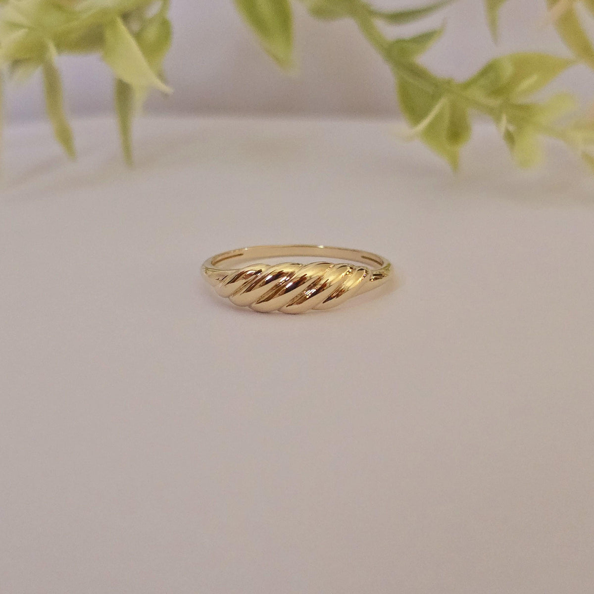 14k Gold Croissant Ring: Chunky Domed Band, Handmade Fine Jewelry