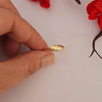 14k Gold Croissant Ring: Chunky Domed Band, Handmade Fine Jewelry