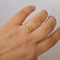 14k Gold Croissant Ring: Chunky Domed Band, Handmade Fine Jewelry