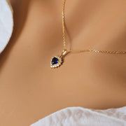 Heart Sapphire &amp; Lab-Grown Diamond Halo Necklace — view 4
