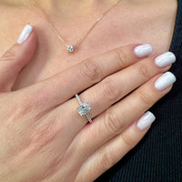 Close-up of 1.5ct oval lab grown diamond ring with hidden pavé band