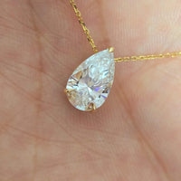 2 Ct Pear Cut Lab Grown Diamond Necklace: 14K Gold Solitaire Pendant, IGI Certified