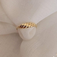 14k Gold Croissant Ring: Chunky Domed Band, Handmade Fine Jewelry