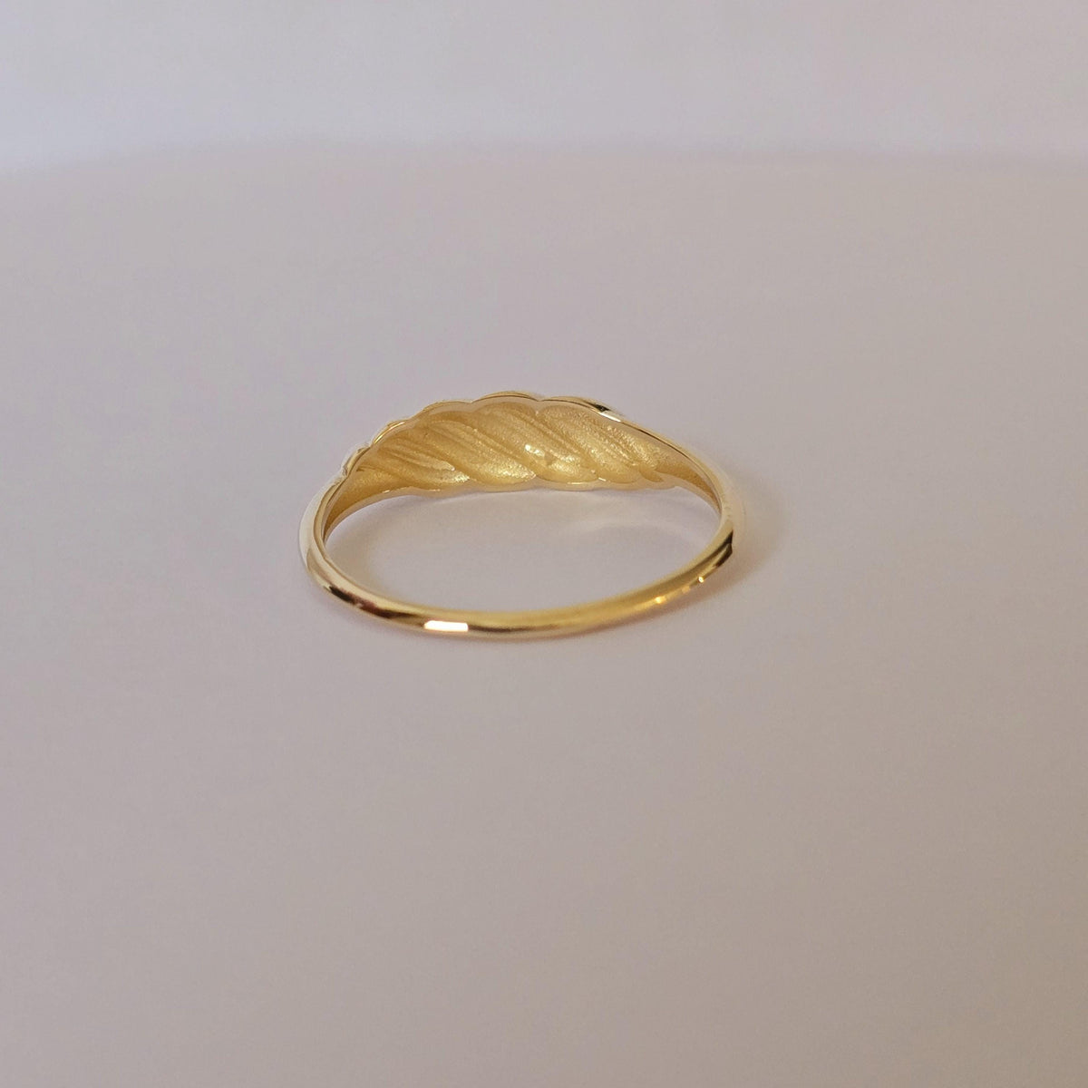 14k Gold Croissant Ring: Chunky Domed Band, Handmade Fine Jewelry