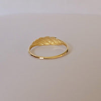 14k Gold Croissant Ring: Chunky Domed Band, Handmade Fine Jewelry