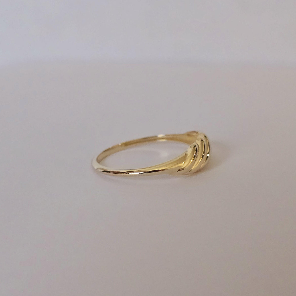 14k Gold Croissant Ring: Chunky Domed Band, Handmade Fine Jewelry