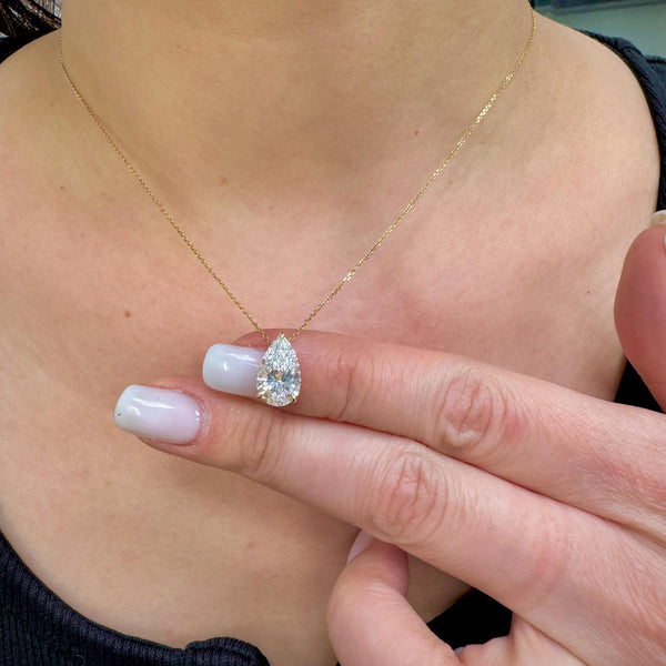 2 Ct Diamond Necklace, 14K Gold IGI Certified Lab Grown Diamond Pendant, Pear Shape Solitaire Necklace, Teardrop Diamond Necklace, White