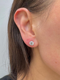 2 Carat Lab Grown Diamond E Color VS1 Clarity Round Ideal Cut Lab Diamond Stud Earrings 14k White Gold Basket Screw Back, Martini Earring
