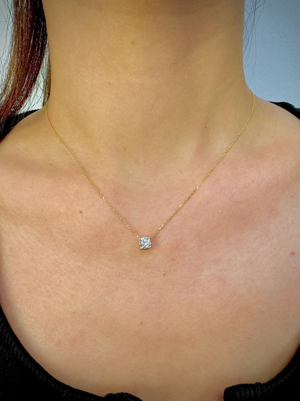 0.50 VS lab grown diamond pendant necklace 14k solid gold, Gold Lab Grown Diamond Solitaire Pendant, EF-VS Lab Diamond Necklace, White, Rose