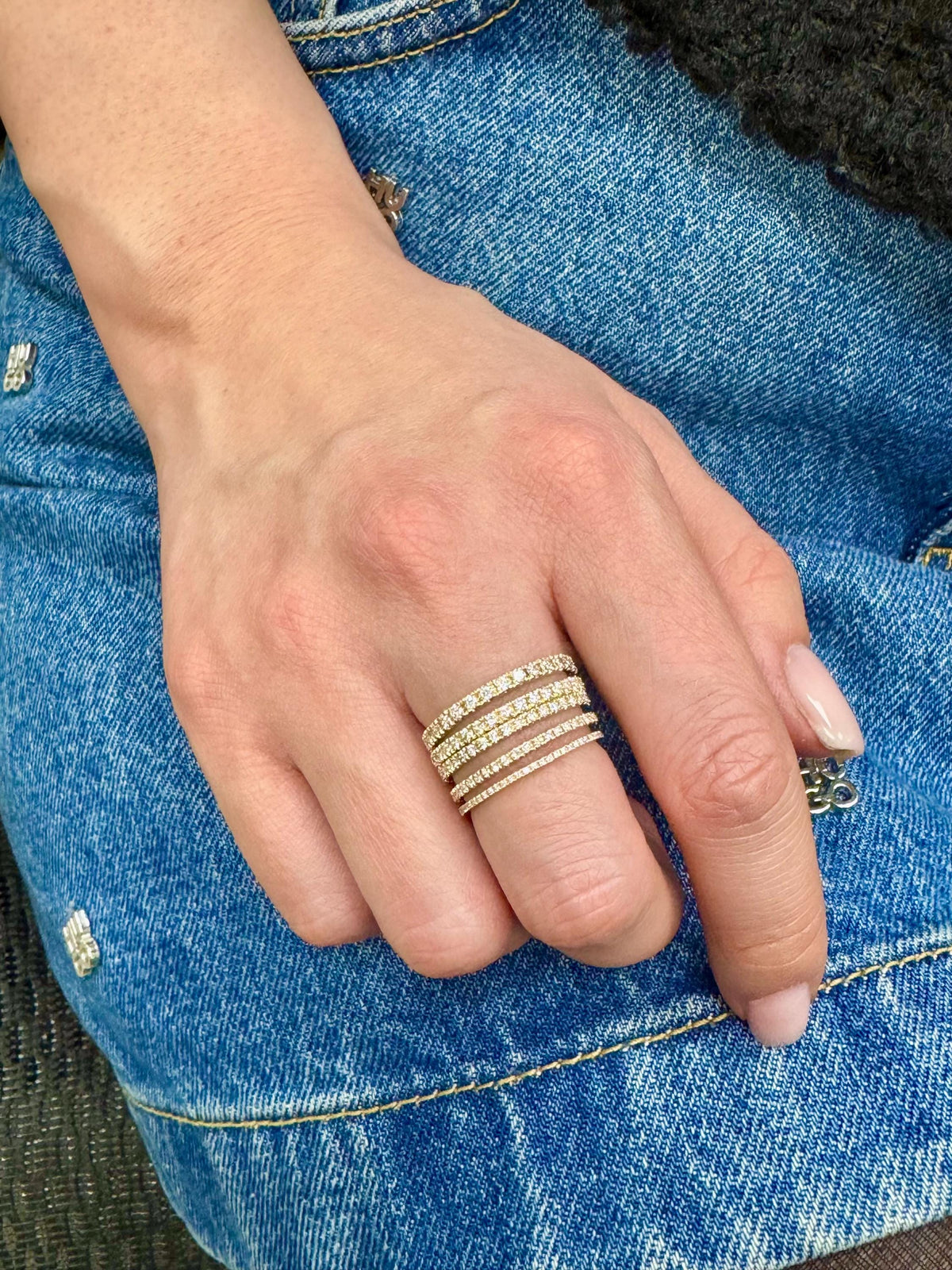 14k Gold Diamond Eternity Band: Micro Pave Stackable Ring