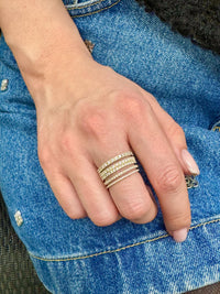 14k Gold Diamond Eternity Band: Micro Pave Stackable Ring