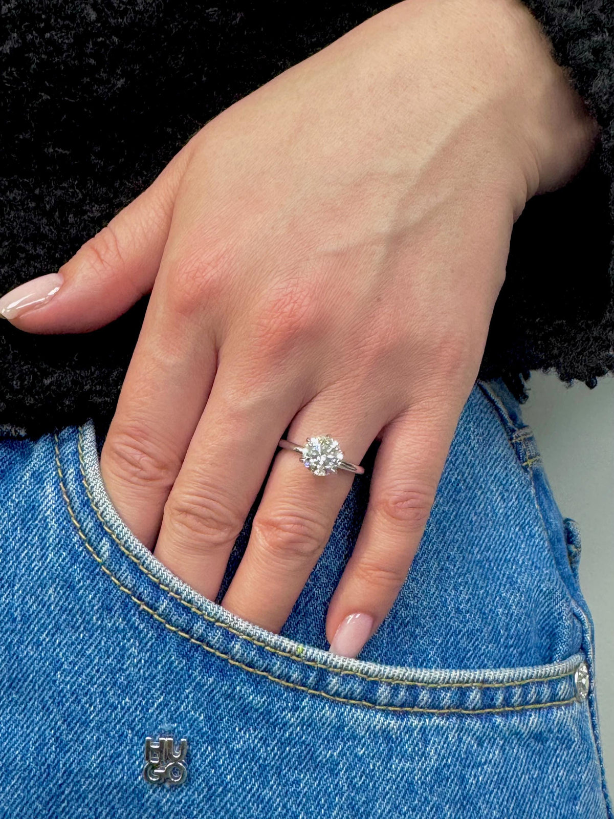 2 Carat Lab Grown Diamond Solitaire Engagement Ring, 14k Gold