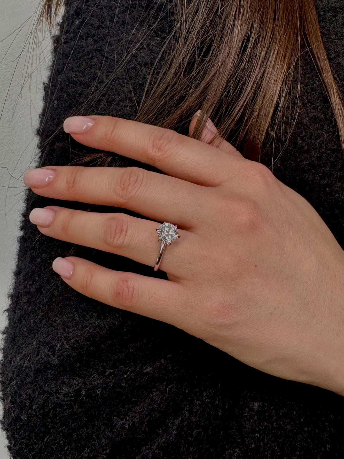 2 Carat F Color VS1 Clarity IGI Certified Round Ideal Cut Lab Grown Diamond Solitaire Engagement Ring